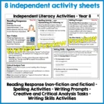 Independent Literacy Activities Year 8 Set One a