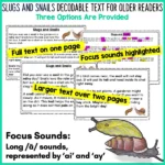 Slugs and Snails Decodable Text and Activities for Older Readers a
